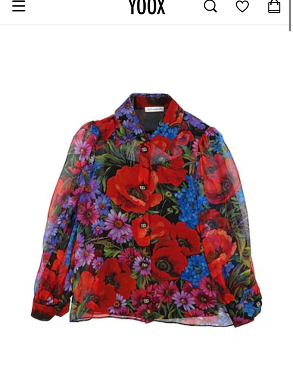 Dolce & Gabbana Floral Sheer Button-Front Shirt in Red, Purple, Blue, Green